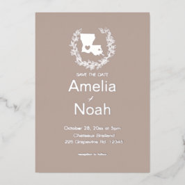 Invitación Con Relieve Metalizado Boda de destino en el estado de Luisiana 