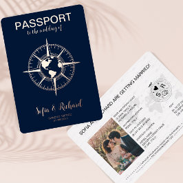Invitación Con Relieve Metalizado Boda de destino pasaporte Mapa mundial de pan de o
