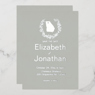 Invitación Con Relieve Metalizado Boda de destino simple silueta de Georgia