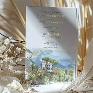 Invitación Con Relieve Metalizado Boda de destino Villa Eva Ravello Italia
