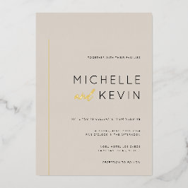 Invitación Con Relieve Metalizado Boda de detalles de oro de los neutrales de crédit