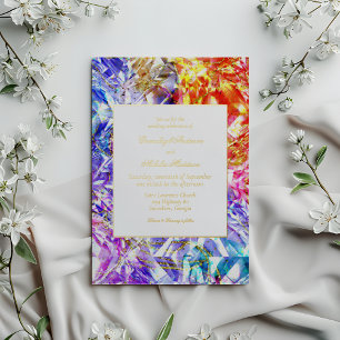 Invitación Con Relieve Metalizado Boda de diamante de arcoíris de piedra preciosa de