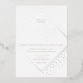 Invitación Con Relieve Metalizado Boda de Disco Plateada