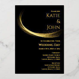Invitación Con Relieve Metalizado Boda de elegancia dorada