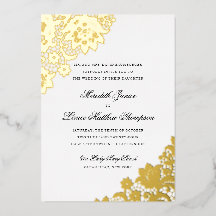 Boda de encaje de papel de oro negro y guión dorad