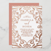 Boda de encaje floral de oro rosa bastante dulce