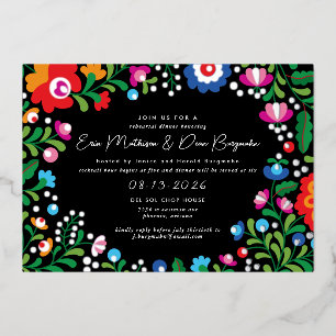 Invitación Con Relieve Metalizado Boda de Ensayo de Bordado Mexicano de Plata
