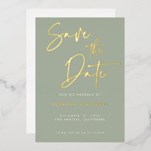 Invitación Con Relieve Metalizado Boda de escritura de caligrafía en oro de Modern S