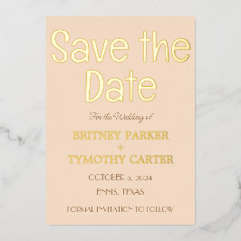 Invitación Con Relieve Metalizado Boda de escritura de champán moderno con código QR