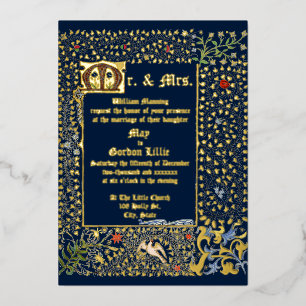 Invitación Con Relieve Metalizado Boda de estilo medieval de la era victoriana 1873