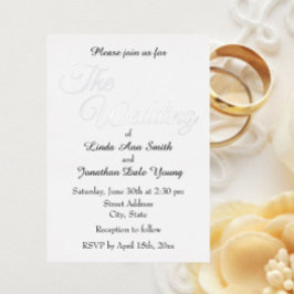 Invitación Con Relieve Metalizado Boda de estilo sencillo blanco