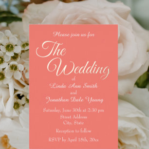 Invitación Con Relieve Metalizado Boda de estilo sencillo coral
