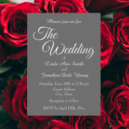 Invitación Con Relieve Metalizado Boda de estilo sencillo gris oscuro