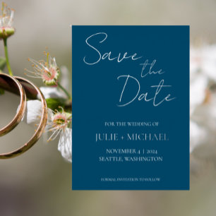 Invitación Con Relieve Metalizado Boda de estilo simple azul turquesa Guardar la fec