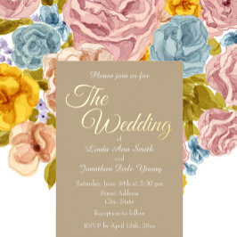 Invitación Con Relieve Metalizado Boda de estilo simple de Khaki