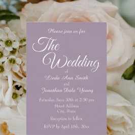 Invitación Con Relieve Metalizado Boda de estilo simple malva