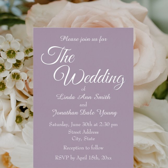 Invitación Con Relieve Metalizado Boda de estilo simple malva (In Situ Wedding)