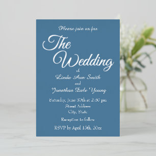 Invitación Con Relieve Metalizado Boda de Estilo Simple Monocromo Azul Francés