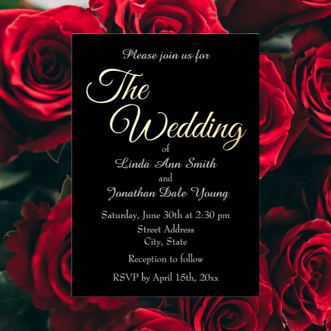 Invitación Con Relieve Metalizado Boda de estilo simple negro (In Situ Wedding)