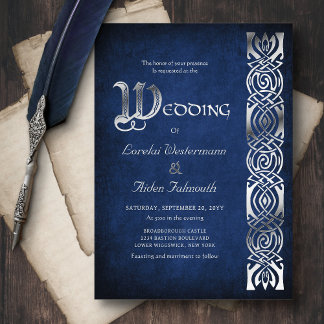 Invitación Con Relieve Metalizado Boda de fantasía medieval
