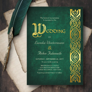 Invitación Con Relieve Metalizado Boda de fantasía medieval