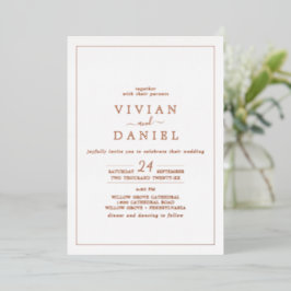 Invitación Con Relieve Metalizado Boda de fecha estilizada con hoja de oro rosa mini