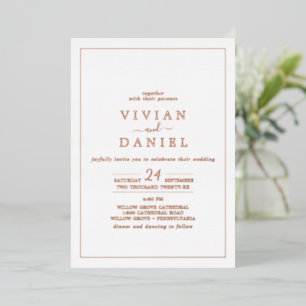 Invitación Con Relieve Metalizado Boda de fecha estilizada con hoja de oro rosa mini