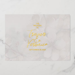 Invitación Con Relieve Metalizado Boda de Flor de Cerezo