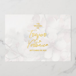 Invitación Con Relieve Metalizado Boda de Flor de Cerezo