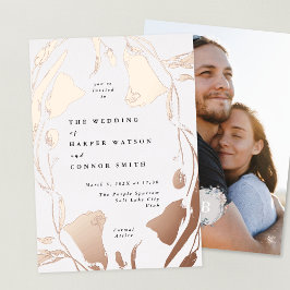 Invitación Con Relieve Metalizado Boda de flores silvestres boho de primavera en oro