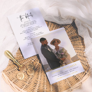 Invitación Con Relieve Metalizado Boda de Foto con Código QR Minimalista Brillante T