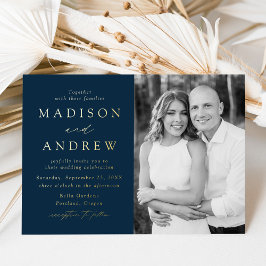 Invitación Con Relieve Metalizado Boda de Foto Marina Elegante Moderna