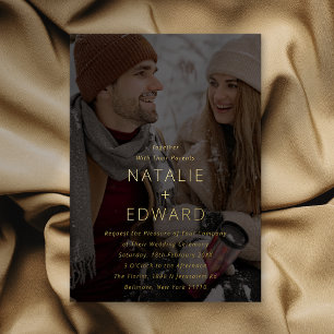 Invitación Con Relieve Metalizado Boda de Foto Moderna