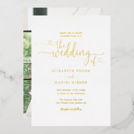 Invitación Con Relieve Metalizado Boda de fotografía con guiones de guiones elegante