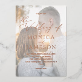 Invitación Con Relieve Metalizado Boda de Fotografía de Caligrafía Moderna V2