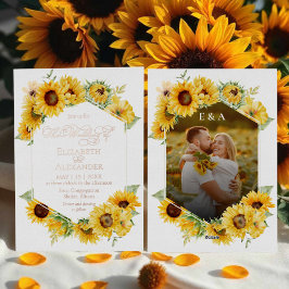 Invitación Con Relieve Metalizado Boda de fotografía de otoño geométrico de girasol