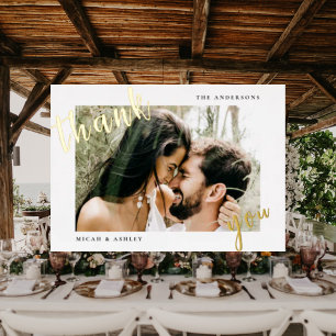 Invitación Con Relieve Metalizado Boda de fotografía de pareja Gracias Blank Gold