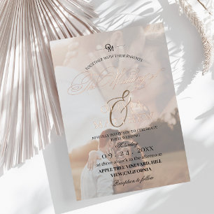 Invitación Con Relieve Metalizado Boda de fotografía de superposición de Relieve met