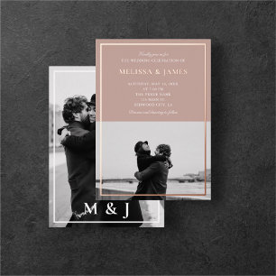 Invitación Con Relieve Metalizado Boda de fotografía elegante de caligrafía marrón