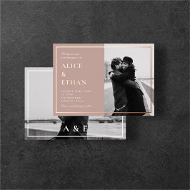 Invitación Con Relieve Metalizado Boda de fotografía elegante de caligrafía marrón