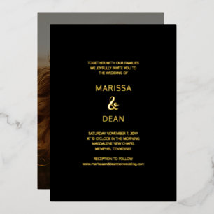 Invitación Con Relieve Metalizado Boda de fotografía Minimalista con escritura moder