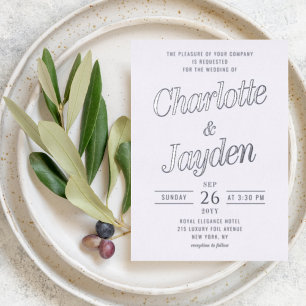 Invitación Con Relieve Metalizado Boda de fotografía moderno con estilo sencillo ele