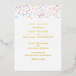Invitación Con Relieve Metalizado Boda de fotografía moderno Rainbow Confetti