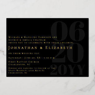 Invitación Con Relieve Metalizado Boda de fotografía negrita negrita Minimalista neg