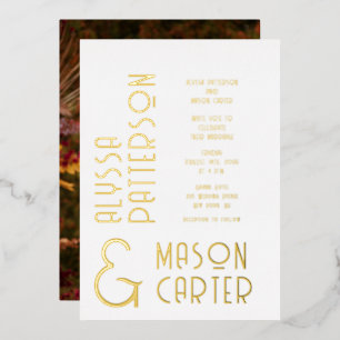 Invitación Con Relieve Metalizado Boda de fotografías minimalista elegante Gold Mode