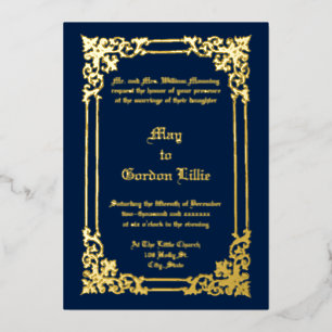 Invitación Con Relieve Metalizado Boda de frontera barroco rococó francés del siglo