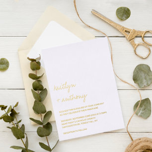 Invitación Con Relieve Metalizado Boda de guión minimalista moderno real