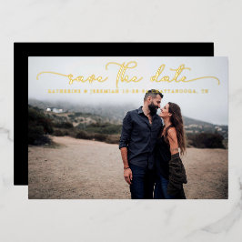 Invitación Con Relieve Metalizado Boda de guión moderno Guardar la fecha