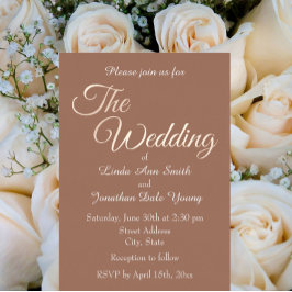 Invitación Con Relieve Metalizado Boda de guiones de estilo simple de Mocha