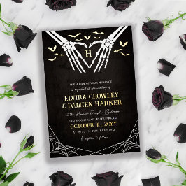 Invitación Con Relieve Metalizado Boda de Halloween de Gótico de  del Corazón de Oro